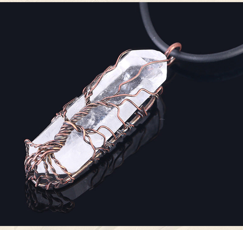 💎 Amorphous Crystal Pendant Necklace – Natural White Stone with Irregular Design - SmartPlaceShop