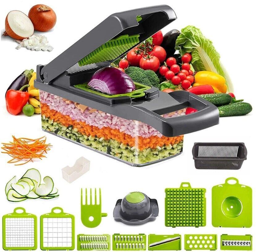 15-in-1 Vegetable Chopper & Slicer – Multifunctional Food Prep Tool with Container & Blades - SmartPlaceShop
