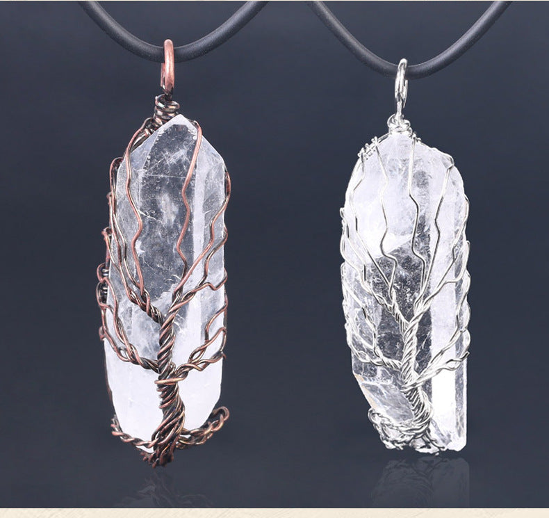 💎 Amorphous Crystal Pendant Necklace – Natural White Stone with Irregular Design - SmartPlaceShop