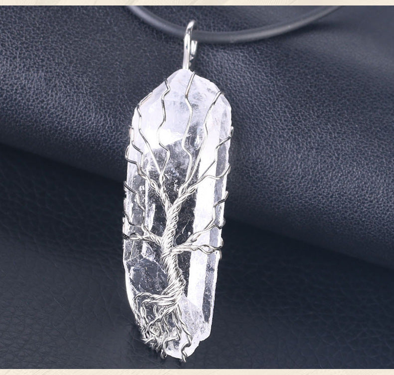 💎 Amorphous Crystal Pendant Necklace – Natural White Stone with Irregular Design - SmartPlaceShop