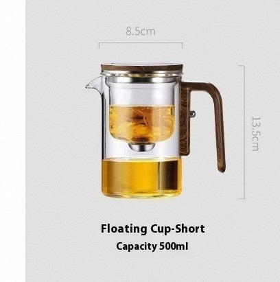 One Click Magnetic Teapot – Glass Tea Pot with Wooden Handle & Separation Filtration - SmartPlaceShop