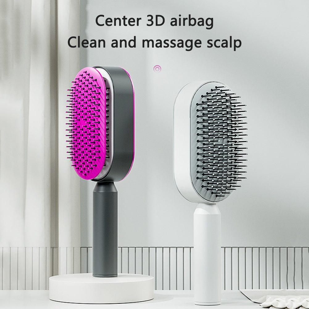 Self Cleaning Scalp Massage Hair Brush with One-Click Hair Removal – Anti-Static & Air Cushion Design - SmartPlaceShop
