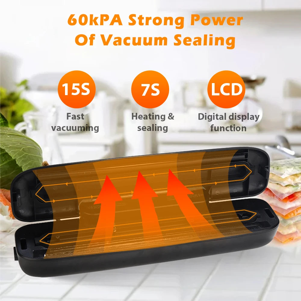 Electric Food Vacuum Sealer Machine with Storage Bags – One-Touch Fast Vacuuming for Wet & Dry Food - SmartPlaceShop