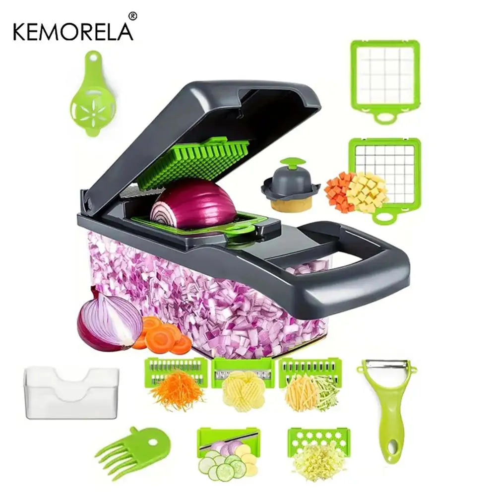 14/16-in-1 Multifunctional Vegetable Chopper – Onion Dicer, Grater & Slicer with Storage Handle - SmartPlaceShop