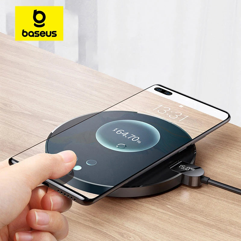Baseus 15W Smart Wireless Charger Pad with LED Display – Fast Charging Dock for iPhone, Samsung & AirPods - SmartPlaceShop