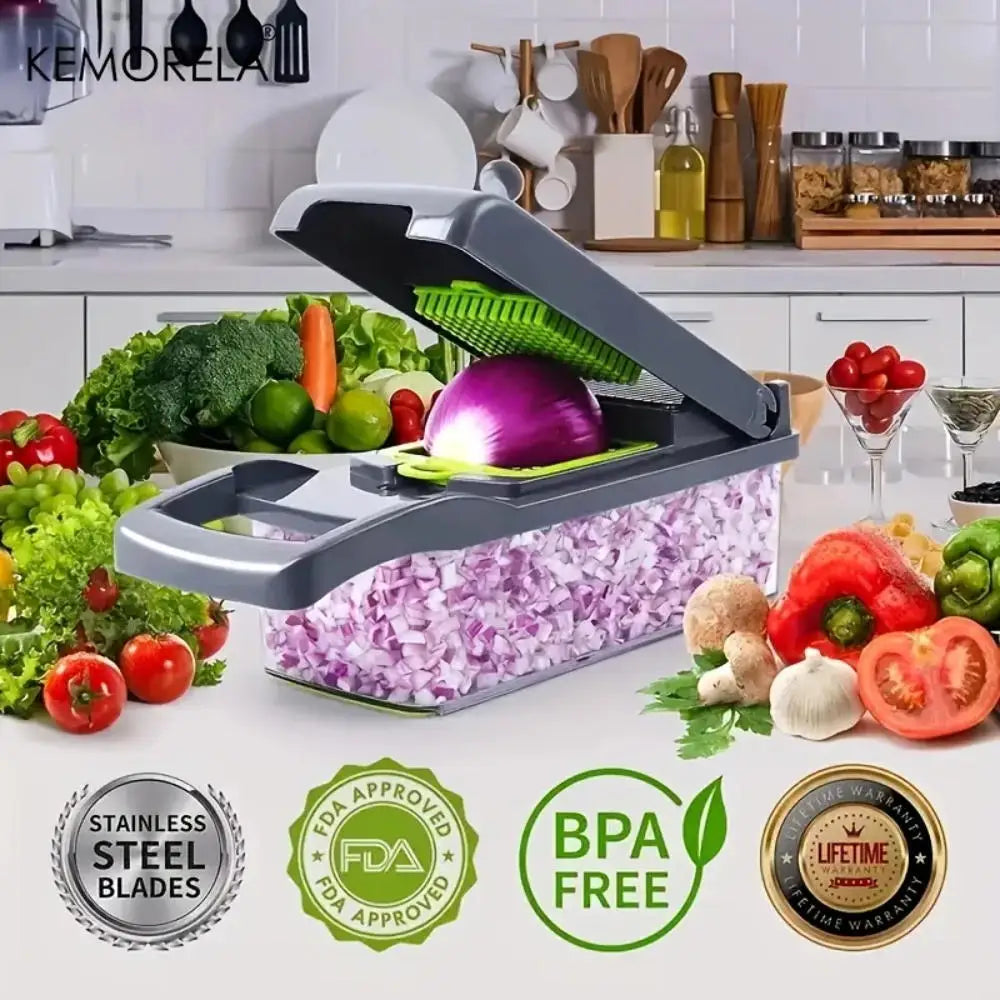 14/16-in-1 Multifunctional Vegetable Chopper – Onion Dicer, Grater & Slicer with Storage Handle - SmartPlaceShop