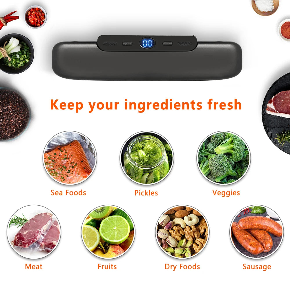 Electric Food Vacuum Sealer Machine with Storage Bags – One-Touch Fast Vacuuming for Wet & Dry Food - SmartPlaceShop