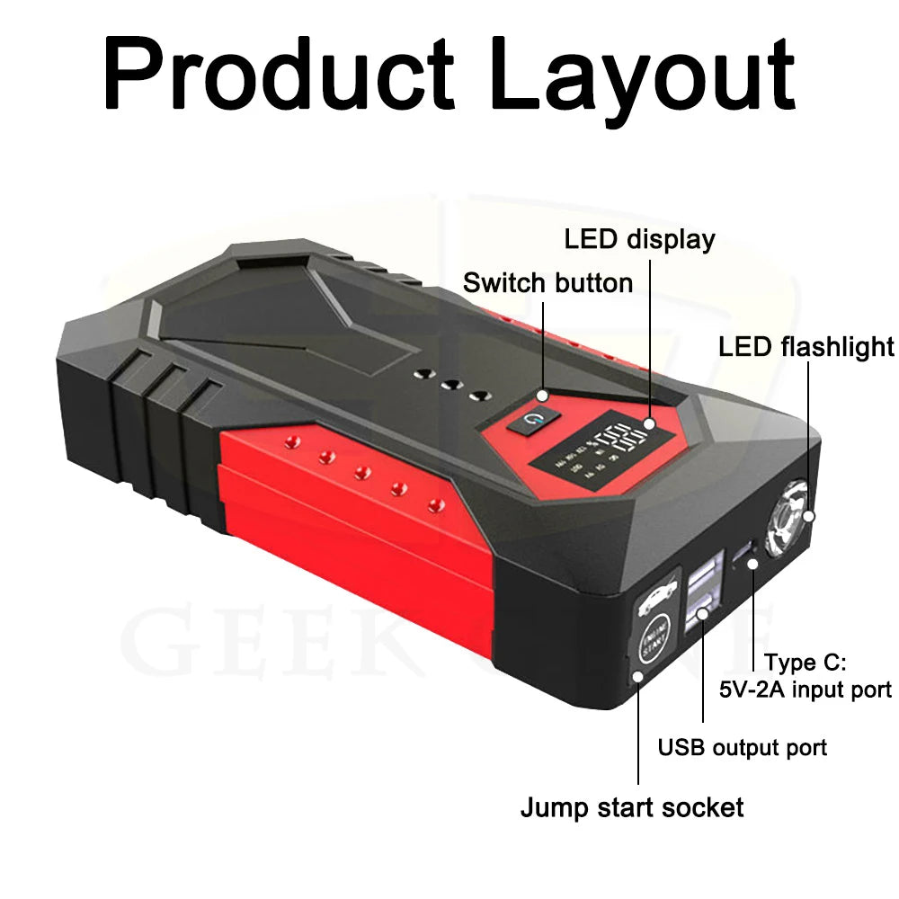 🚗 GKFLY Portable Car Jump Starter – 12000mAh & 18000mAh Power Bank, 1200A–2000A Emergency Battery Booster - SmartPlaceShop