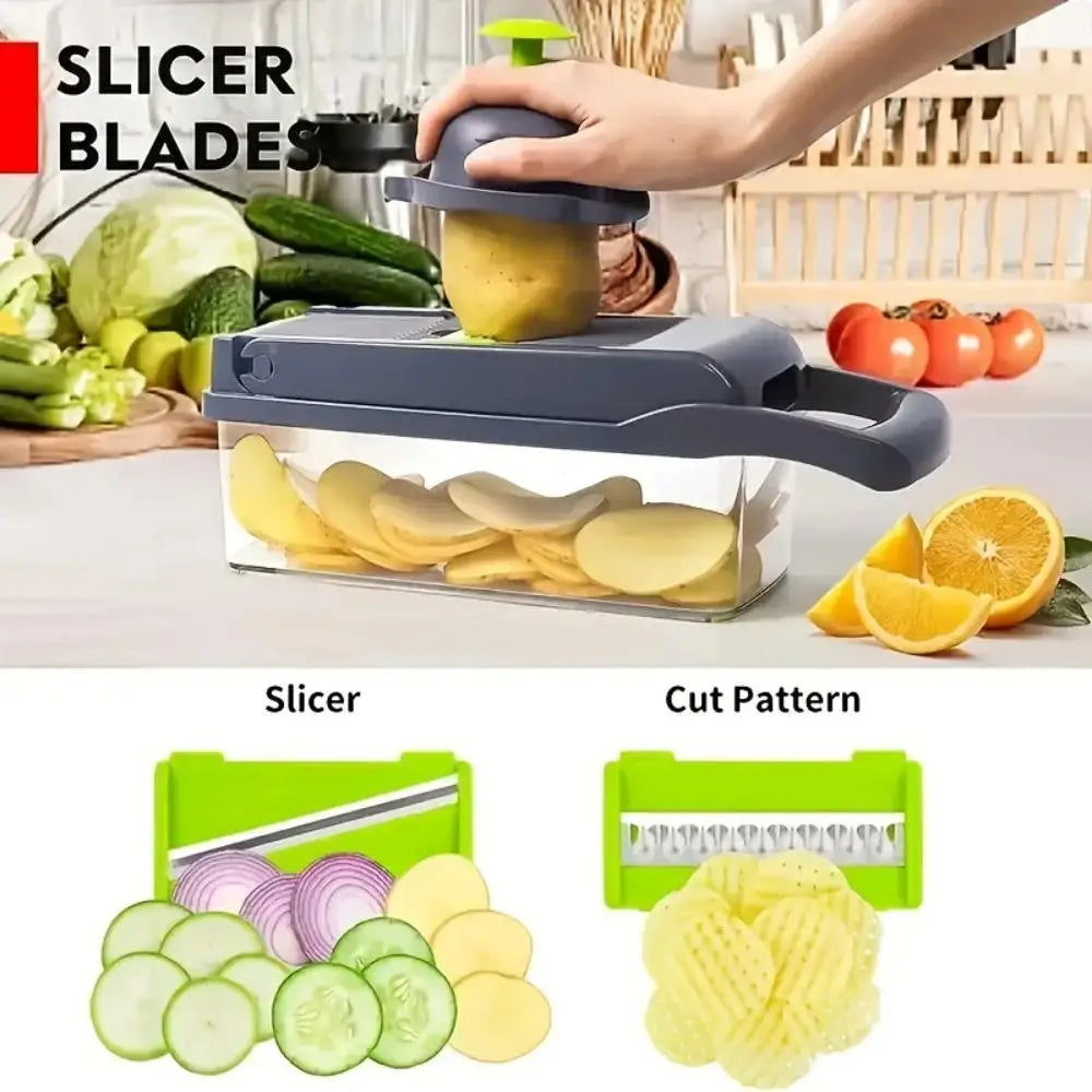 14/16-in-1 Multifunctional Vegetable Chopper – Onion Dicer, Grater & Slicer with Storage Handle - SmartPlaceShop