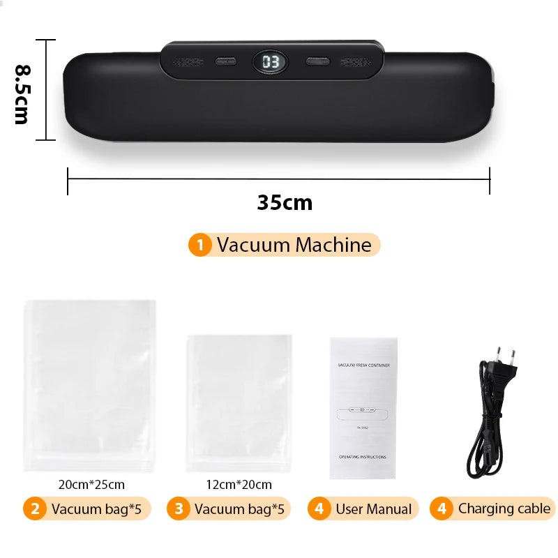 Electric Food Vacuum Sealer Machine with Storage Bags – One-Touch Fast Vacuuming for Wet & Dry Food - SmartPlaceShop