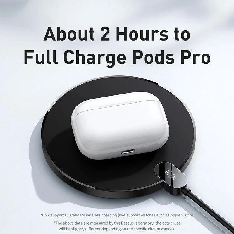 Baseus 15W Smart Wireless Charger Pad with LED Display – Fast Charging Dock for iPhone, Samsung & AirPods - SmartPlaceShop