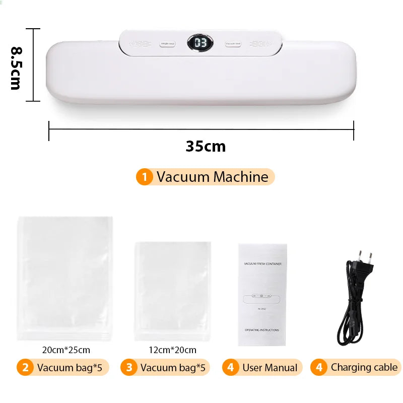 Electric Food Vacuum Sealer Machine with Storage Bags – One-Touch Fast Vacuuming for Wet & Dry Food - SmartPlaceShop