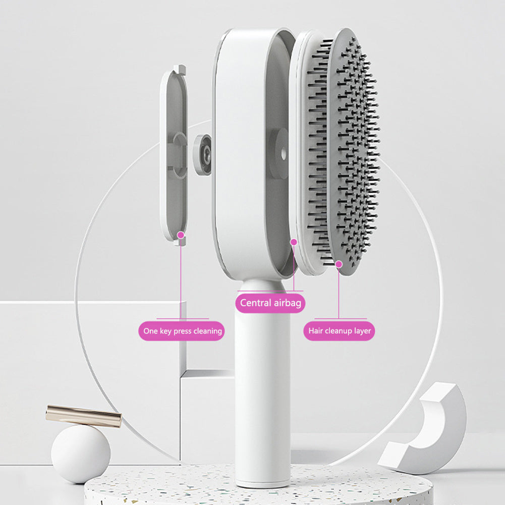Self Cleaning Scalp Massage Hair Brush with One-Click Hair Removal – Anti-Static & Air Cushion Design - SmartPlaceShop