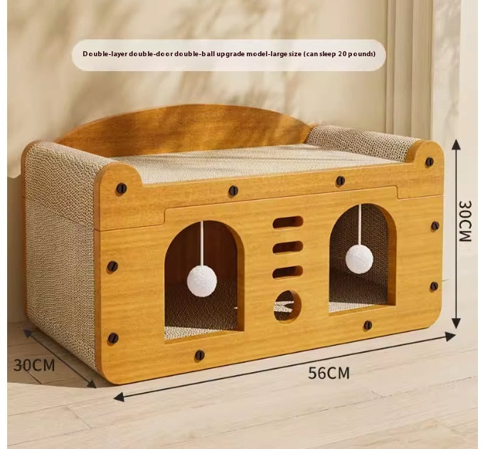🐾 Corrugated Paper Cat House Luxury Double Layer – The Ultimate Double-Door Playground for Your Cat - SmartPlaceShop