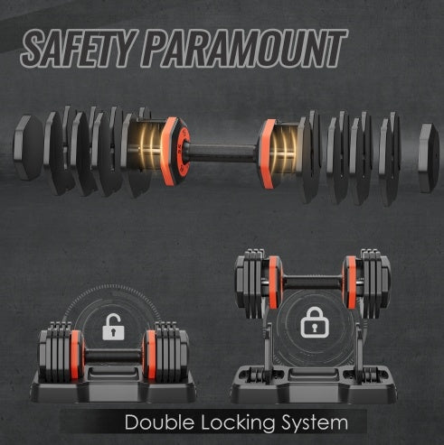 55LB 5-in-1 Adjustable Dumbbell with Anti-Slip Metal Handle – Space-Saving Home Gym Equipment - SmartPlaceShop