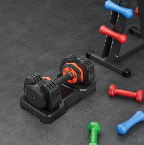 55LB 5-in-1 Adjustable Dumbbell with Anti-Slip Metal Handle – Space-Saving Home Gym Equipment - SmartPlaceShop