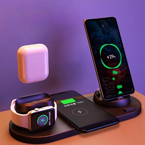 6-in-1 Wireless Fast Charging Dock Station for iPhone, Watch & Devices - SmartPlaceShop