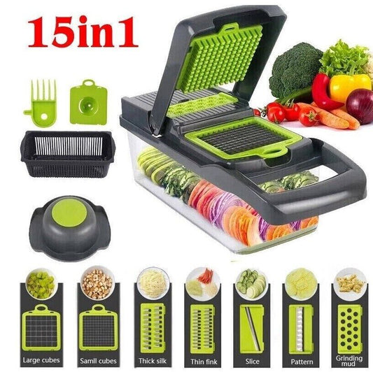15-in-1 Vegetable Chopper & Slicer – Multifunctional Food Prep Tool with Container & Blades - SmartPlaceShop
