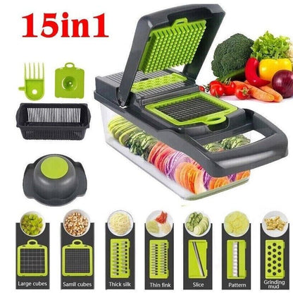 15-in-1 Vegetable Chopper & Slicer – Multifunctional Food Prep Tool with Container & Blades - SmartPlaceShop