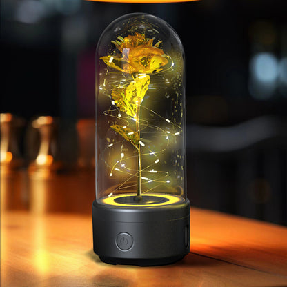 2-in-1 Rose LED Light with Bluetooth Speaker – Romantic Glass Dome Night Light Gift for Valentine's Day - SmartPlaceShop