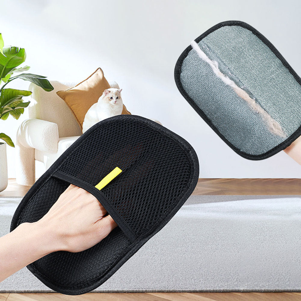 Dual-Sided Pet Hair Remover Glove for Dogs, Cats & Rabbits – Deshedding, Grooming & Massage Mitt (Black) - SmartPlaceShop