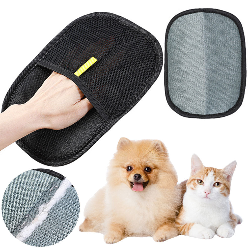 Dual-Sided Pet Hair Remover Glove for Dogs, Cats & Rabbits – Deshedding, Grooming & Massage Mitt (Black) - SmartPlaceShop