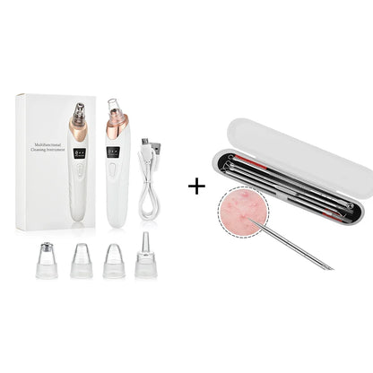 USB Rechargeable Blackhead Remover Vacuum – Deep Pore Cleaner with 5 Suction Heads for Acne & Comedone Extraction - SmartPlaceShop