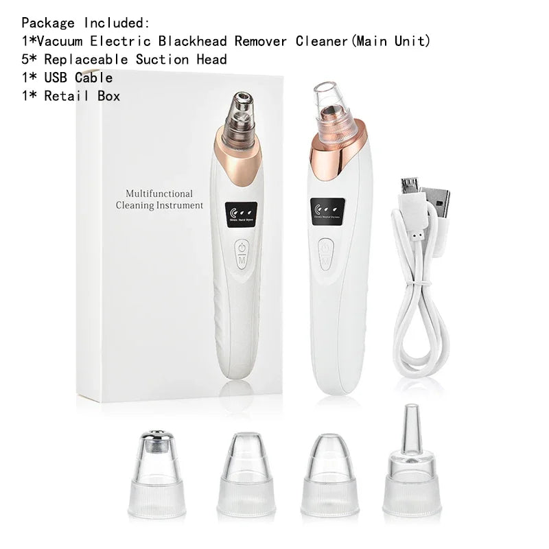 USB Rechargeable Blackhead Remover Vacuum – Deep Pore Cleaner with 5 Suction Heads for Acne & Comedone Extraction - SmartPlaceShop