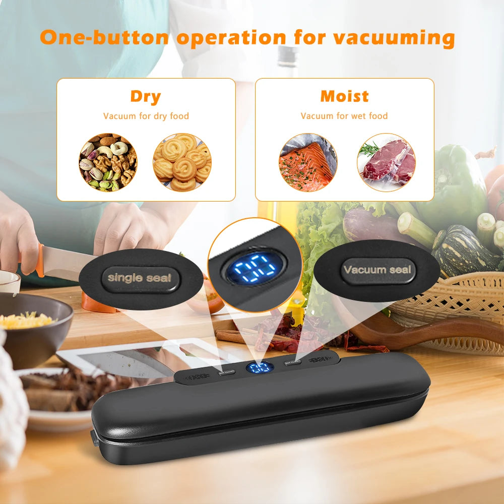 Electric Food Vacuum Sealer Machine with Storage Bags – One-Touch Fast Vacuuming for Wet & Dry Food - SmartPlaceShop