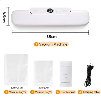Electric Food Vacuum Sealer Machine with Storage Bags – One-Touch Fast Vacuuming for Wet & Dry Food - SmartPlaceShop