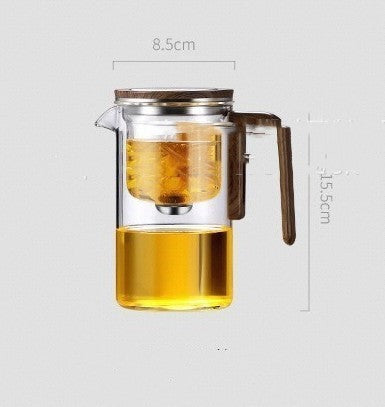 One Click Magnetic Teapot – Glass Tea Pot with Wooden Handle & Separation Filtration - SmartPlaceShop