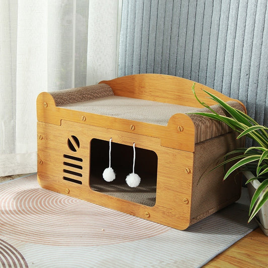 🐾 Corrugated Paper Cat House Luxury Double Layer – The Ultimate Double-Door Playground for Your Cat - SmartPlaceShop