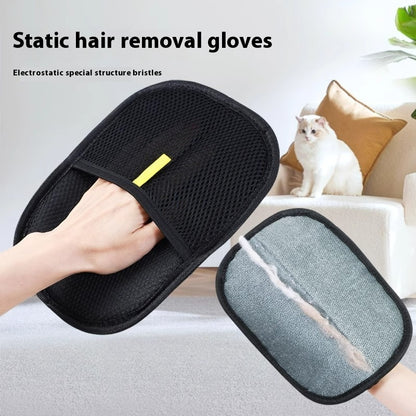 Dual-Sided Pet Hair Remover Glove for Dogs, Cats & Rabbits – Deshedding, Grooming & Massage Mitt (Black) - SmartPlaceShop
