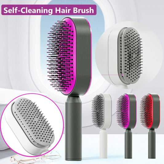 Self Cleaning Scalp Massage Hair Brush with One-Click Hair Removal – Anti-Static & Air Cushion Design - SmartPlaceShop
