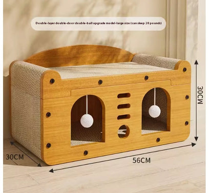 🐾 Corrugated Paper Cat House Luxury Double Layer – The Ultimate Double-Door Playground for Your Cat - SmartPlaceShop