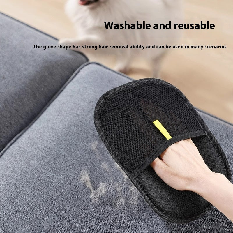 Dual-Sided Pet Hair Remover Glove for Dogs, Cats & Rabbits – Deshedding, Grooming & Massage Mitt (Black) - SmartPlaceShop