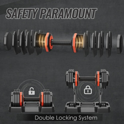 55LB 5-in-1 Adjustable Dumbbell with Anti-Slip Metal Handle – Space-Saving Home Gym Equipment - SmartPlaceShop