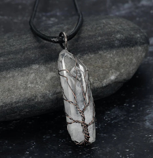 💎 Amorphous Crystal Pendant Necklace – Natural White Stone with Irregular Design - SmartPlaceShop