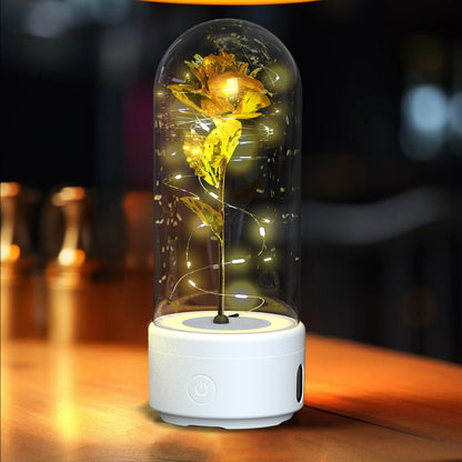 2-in-1 Rose LED Light with Bluetooth Speaker – Romantic Glass Dome Night Light Gift for Valentine's Day - SmartPlaceShop