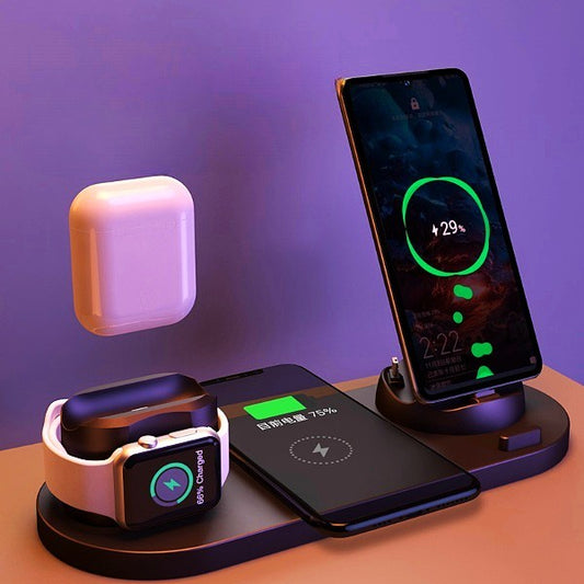 6-in-1 Wireless Fast Charging Dock Station for iPhone, Watch & Devices - SmartPlaceShop